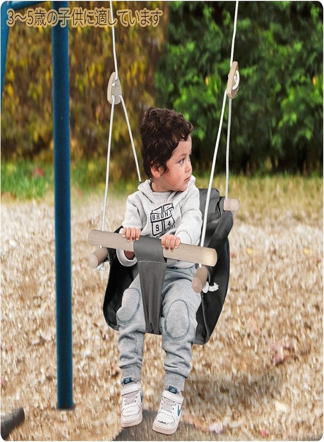 Jumix Hanging Baby Swing for Toddlers - Safe & Comfortable Cotton Canvas Chair with Wooden Bar - Indoor Outdoor Hammock Style Baby Swing - Image 3